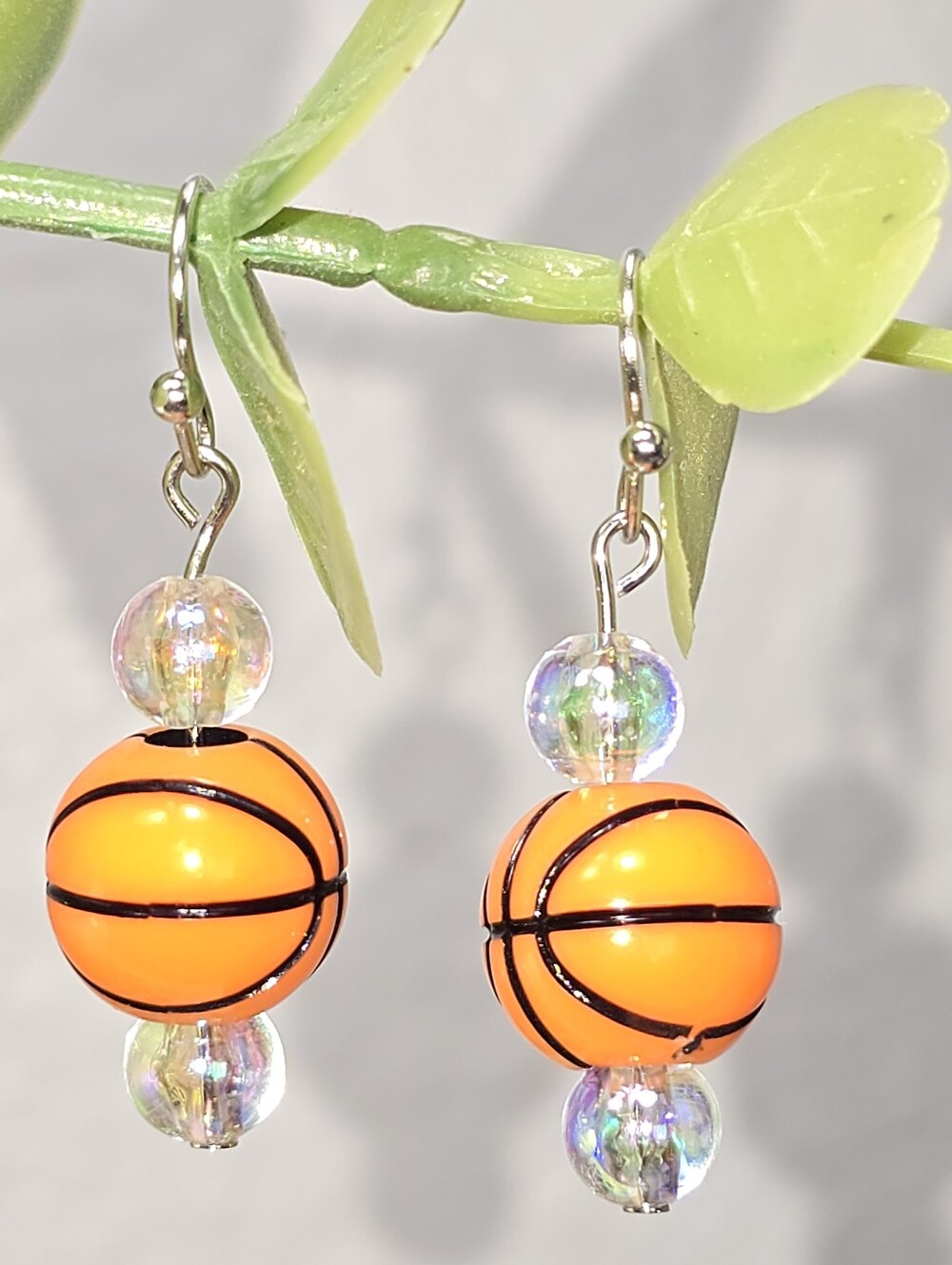 Basketball Acrylic Beaded Sporty Fashion Dangling Drop Earrings.
